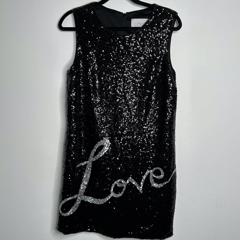 LOVE BY THEIA | BLACK SEQUINED COCKTAIL DRESS | SLEEVELESS | SIZE 6 | LIKE NEW C